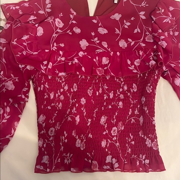 Wayf Floral Ruffle Blouse Rose Color - Picture 6 of 7